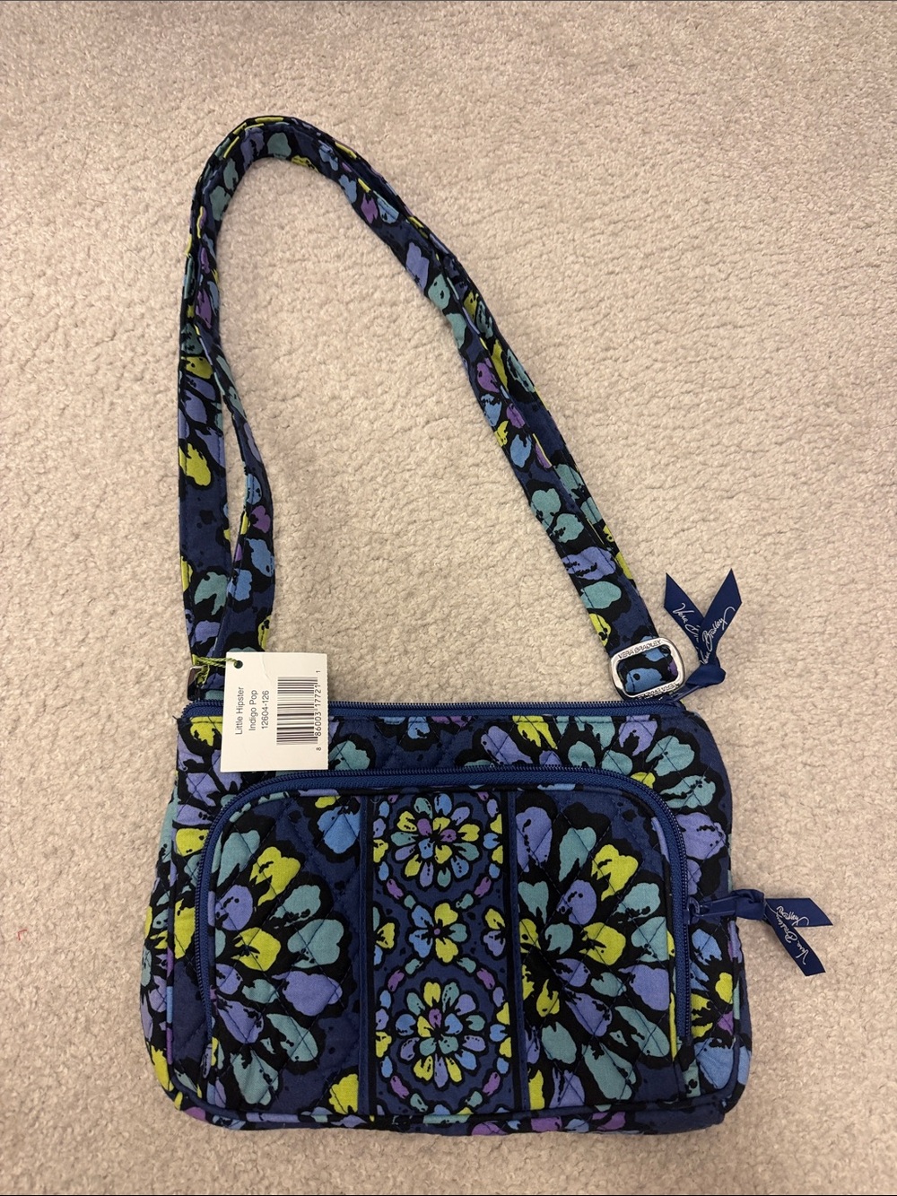 Quilted Floral Crossbody Bag in Blue and Purple